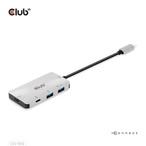 CLUB3D CSV-1543 dokkoló állomás és port replikátor USB 3.2 Gen 2 (3.1 Gen 2) Type-C Fekete, Ezüst 131311715