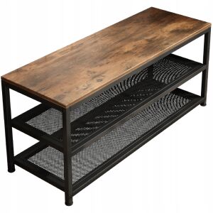 Čevljarski regál s sedežem, loft stil retro les