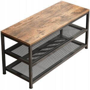 Schuhschrank im Industriestil mit Sitzbank, 73 cm breit, Loft-Retro-Design - Schuhregale