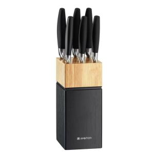 Set de cuțite Ambition Magnat, 7 piese, cu bloc de lemn negru - Tacâmuri