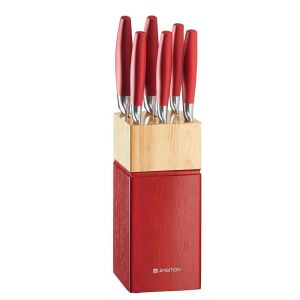 Set de cuțite Ambition Ombre, 7 piese, cu bloc din lemn roșu - Cuțite