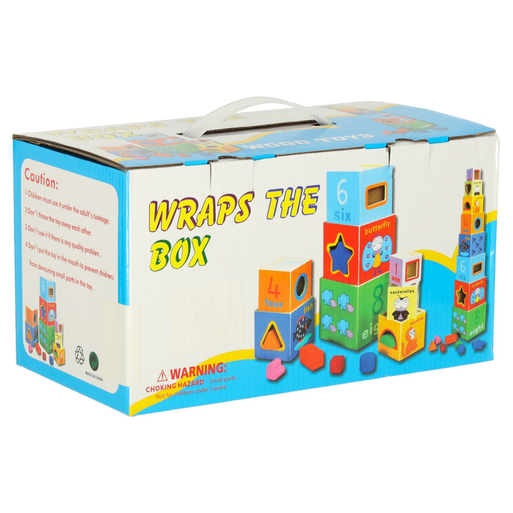 Oktatási fából készült torony szortírozó formák számolás tanulás...