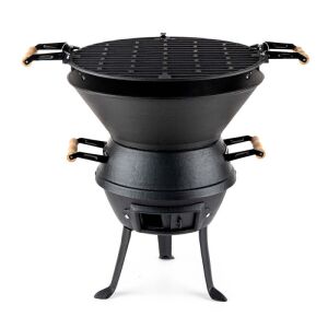 Öntöttvas grillsütő Muhler 1008592, Ø37 cm, faszenes, állítható grillsütő, légáramlás-szabályozás, fekete