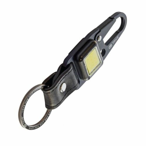 True Utility Cliplite, TU918, kulcstartó karabiner, tölthető lámpa, 4 funkció, 47 lm COB LED, Li-ion, marhabőr szíj, rozsdamentes acélváz 131575554