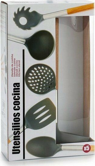 Set ustensile de bucătărie Lemn de salcâm Oțel inoxidabil 8,5 x 35 x 20,5 cm