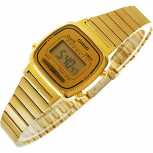 Ceas digital de damă Casio - Brățară din oțel inoxidabil auriu - Casio Ceasuri pentru femei
