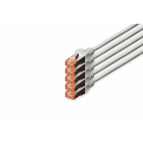 DIGITUS CAT 6 S/FTP Patchkabel, 5 Stück, 15m, grau