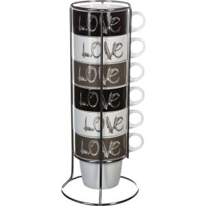 Zestaw 6 filiżanek do kawy Secret de Gourmet Love Ze wsparciem 260 ml 131656515 - Zestaw do kawy i herbaty