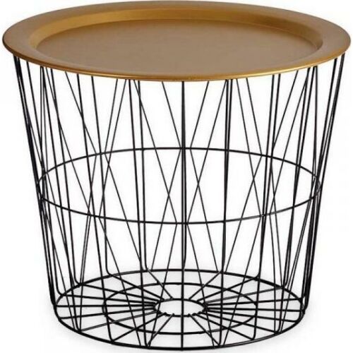 Stolik Czarny Złoty Metal 52 x 40 x 52 cm 131657059