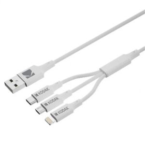 Kabel USB Kodak USB-A - USB-C + microUSB + Lightning 1 m Biały (SB7379) 131657558 - Kabel USB