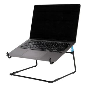Podstawka pod laptopa R-Go Tools Steel RGOSC020BL w użyciu z laptopem, ergonomiczna - Podstawka pod laptopa