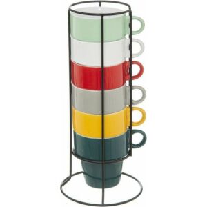 Sada 6 Hrnčekov na Kávu Secret de Gourmet S držiakom 131658237 - Servírovanie