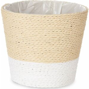 Blumentopf natürlich Braun Schnur Weiß Kunststoff 16 x 14,5 x 16 cm 131660365 - Übertöpfe