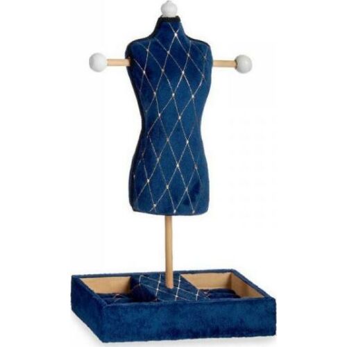 Suport de Bijuterii cu Picior Albastru Romb Кадифе Lemn (12 x 40 x 24 cm) 131661132