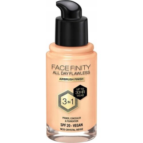 Bază de machiaj cremoasă Max Factor Face Finity All Day Flawless 3 în 1 Spf 20 Nº W33 Crystal beige 30 ml 131661431