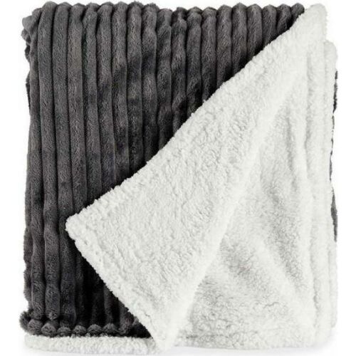 Decke Dunkelgrau Cord (150 x 200 cm) 131673400