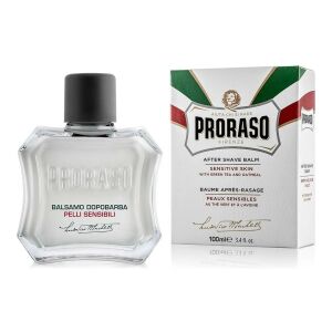 Balsam după ras Proraso pentru piele sensibilă cu ceai verde și ovăz, sticlă de 100ml și ambalaj - Frumusețe și sănătate