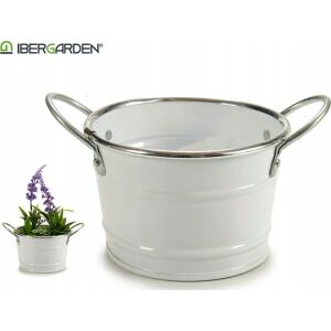 Blumentopf 49089 Silberfarben Weiß Metall 131674062 - Übertöpfe