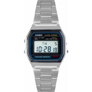 Casio A158 strieborné digitálne hodinky s nerezovým remienkom, alarmom a chronografom - Móda&obliekanie