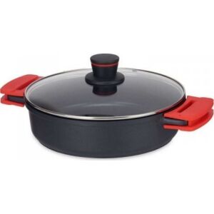 Molten schwarzer Aluminiumtopf mit Deckel, 28 cm, Antihaft-Kochgeschirr - Koch- & Backgeschirr