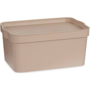 Cutie de depozitare cu capac Bej Plastic (21,5 x 14,5 x 32 cm) 131675519 - Cutii de depozitare și coșuri