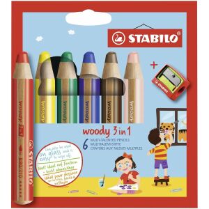 Buntstifte Stabilo Woody Bunt 3 in 1 6 Stücke 131675990 - Farbstifte