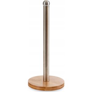 Küchenpapierrollenhalterung 1 Silberfarben Braun Bambus 131676601 - Küchenrollenhalter