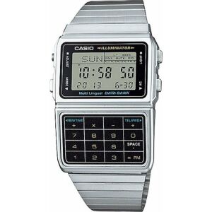 Casio Databank Calculator óra rozsdamentes acél szíjjal, digitális kijelzővel és számológép billentyűzettel. - Casio