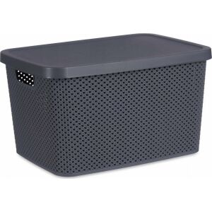 Aufbewahrungsbox mit Deckel Anthrazit Kunststoff (28 x 22 x 39 cm) 131677284 - Aufbewahrungsboxen und -körbe