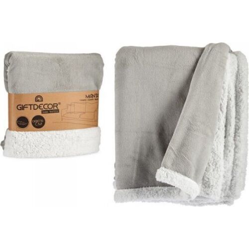 Pătură din Material Polar Gri deschis Alb (130 x 170 cm) 131678034