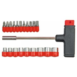 21 részes T-markolatú csavarhúzó készlet különböző bitekkel - Dugókulcs