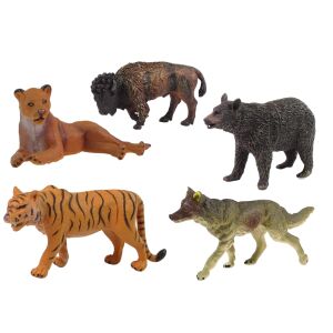 LEW figurice životinja iz afričke šume: set igračaka medvjed, tigar, vuk, jaguar, bizon, lav - Lean Toys