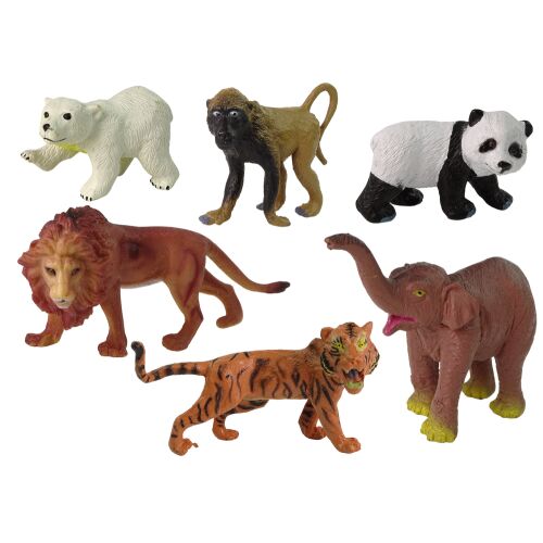 Világszerte Ismert Vadállatok Figura Szett: Oroszlán, Elefánt, Panda, Tigris, Jegesmedve, Majom