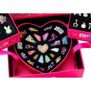 Kreatív Ékszerkészítő Szett Gyerekeknek - 1267 Darabos, Rózsaszín Dobozban