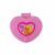 Detail ružového zrkadielka v tvare srdca pre deti, kozmetická súprava