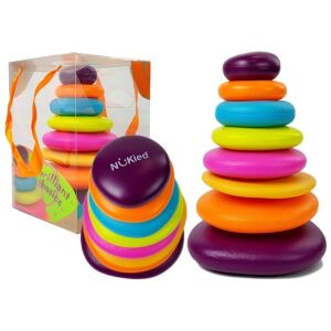 Színes baba piramis különböző formájú karikákkal