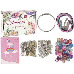 Kreativni set za izradu narukvica - Kompletni set s pakiranjem, narukvicom, konopima i perlama - Lean Toys