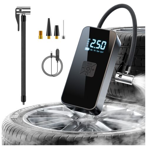 Elektromos Mini Hordozható Kompresszor LED Lámpával és 3 Csatlakozóval 139949457