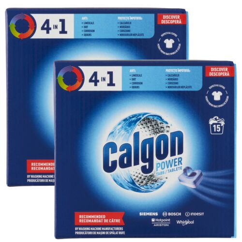 Calgon 4in1 Power Vízlágyító tabletta, 2x15 darabos kiszerelés, védelem vízkő, szennyeződés, korrózió és szagok ellen
