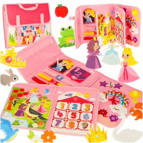 Rosa Montessori sensorische Filz-Beschäftigungstafel mit Zubehör, Prinzessinnen-Thema