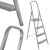 Close-up of foldable steel ladder details, 4 steps