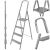 Space-saving foldable steel ladder, 4 steps, side view
