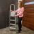 Woman holding folding 4-step steel ladder