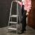 Foldable steel step ladder with 3 steps, next to a woman