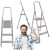 Collage of foldable steel step ladder with 3 steps and a person giving an OK sign