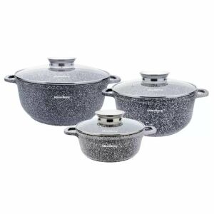 Комплект тенджери Klausberg с капаци, гранитно покритие, 3 размера - Klausberg