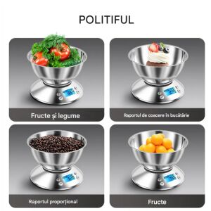 Waga kuchenna Arvada SmartWeigh XF-07 kolaż przedstawiający ważenie różnych produktów spożywczych - Przybory kuchenne