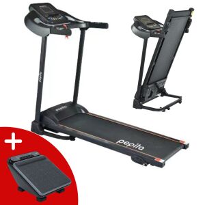Pepita P3 Elektrisches Klapp-Laufband mit 12 Programmen + MP3 + Neigungsverstellung + Geschenk Fuß- und Wadenmassagegerät mit LCD-Display