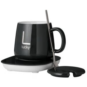 ABYZ Lucky ceramiczny podgrzewany zestaw kubków z podgrzewaczem i łyżeczką - Kubek