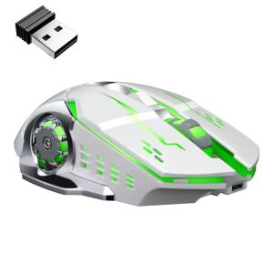 Biela bezdrôtová herná myš ABYZ Q13 s USB prijímačom - ABYZ